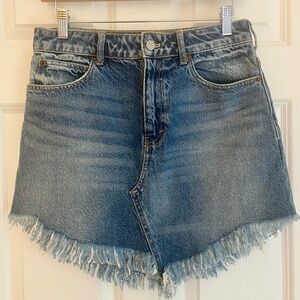 NWT Size 27 Free People “We the Free” denim fringe mini skirt